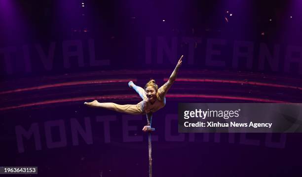 Chinese equilibrist Wang Mengchen performs at the 46th International Circus Festival of Monte-Carlo, Monaco, Jan. 20, 2024. The event kicked off here...
