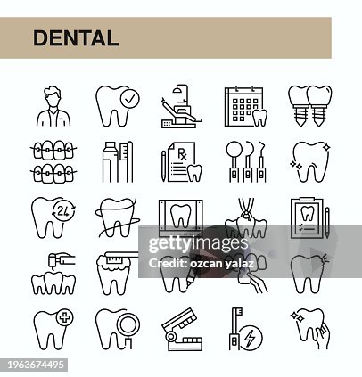 Dental thin line vector icon set. Dental thin line vector icon set.