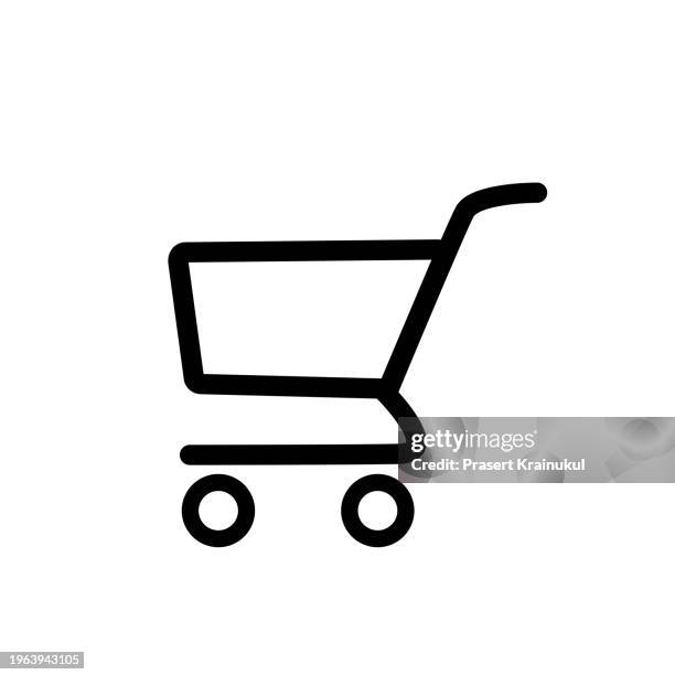 shopping cart icon, flat design style - carrello a mano foto e immagini stock