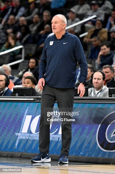 Head coach Thad Matta of the Butler Bulldogs watches the game against the Georgetown Hoyas at Entertainment & Sports Arena on January 23, 2024 in...