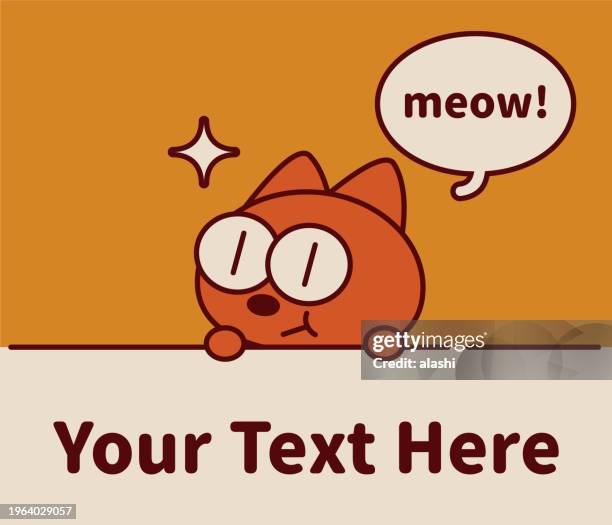 a quirky and cute kitten peeping over the top of a blank sign - sneering stock illustrations