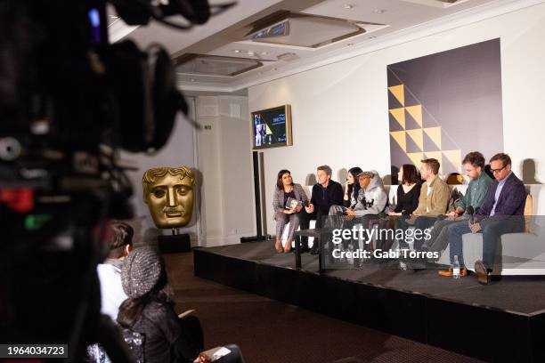 Director Nominees with Interviewer Mariayah Kaderbhai, Pawel Pawilkowski, Spike Lee, Nadine Labaki, Leanne Welham, Leanna Welham, Michael Pearce,...