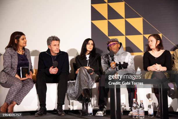 Director Nominees with Interviewer Mariayah Kaderbhai, Pawel Pawilkowski, Spike Lee, Nadine Labaki, Leanne Welham