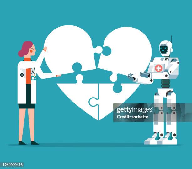 heart treatment - female doctors - heart transplant stock illustrations
