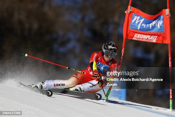 Lara Gut-behrami of Team Switzerland in action during the Audi FIS Alpine Ski World Cup Women's Giant Slalom on January 30, 2024 in Kronplatz, Italy.