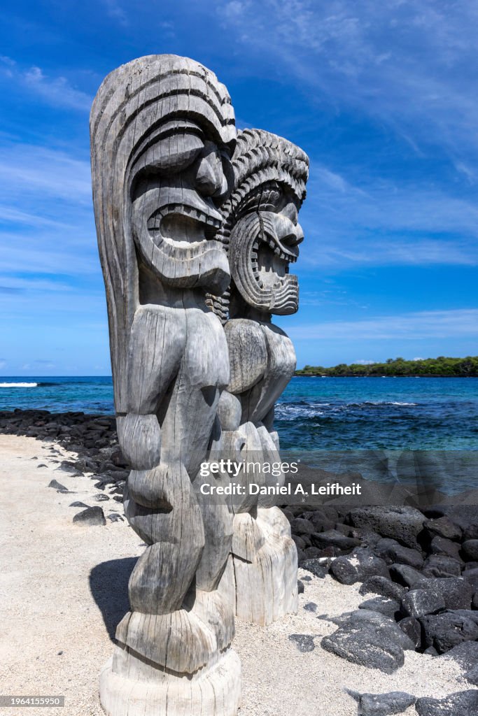 Ki'i Statues at Pu'uhonua o Honaunau National Historical Park in Hawaii