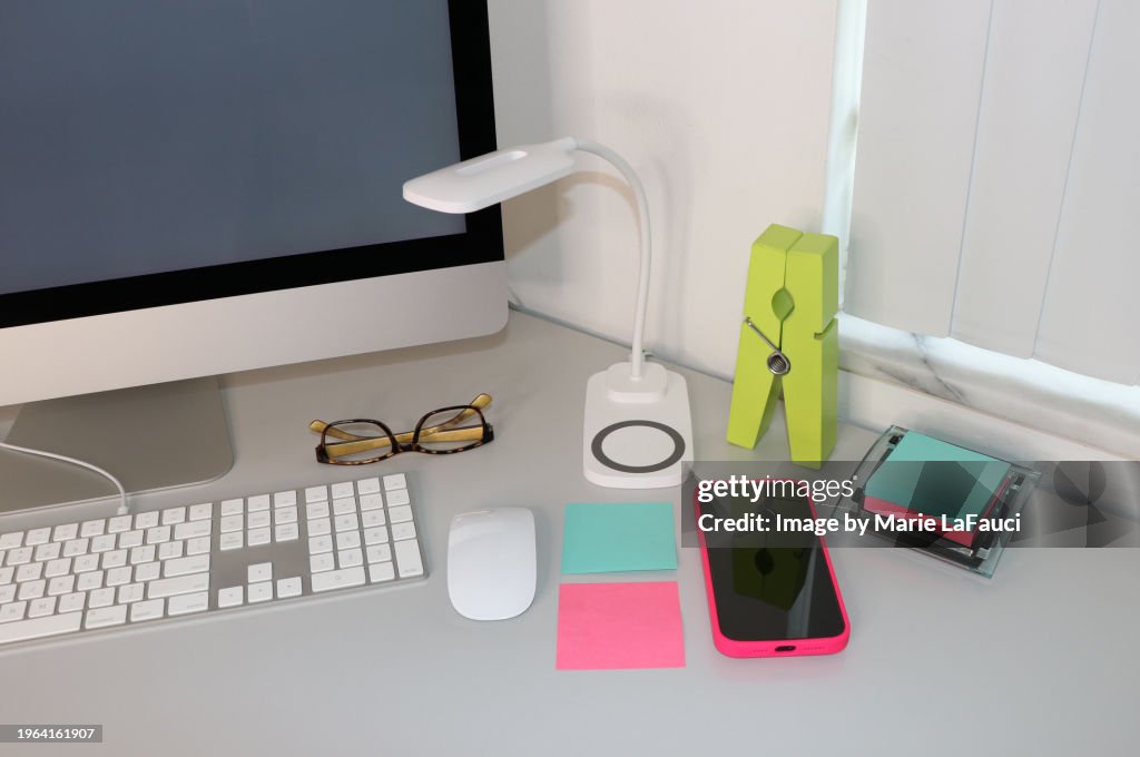 Colorful sticky Notes on modern office desk