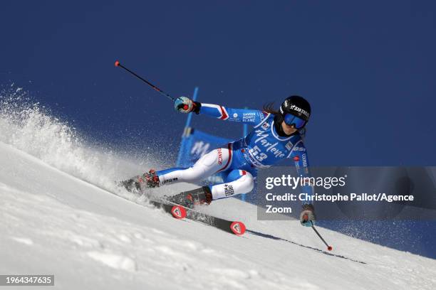 Caitlin Mcfarlane of Team France in action during the Audi FIS Alpine Ski World Cup Women's Giant Slalom on January 30, 2024 in Kronplatz, Italy.