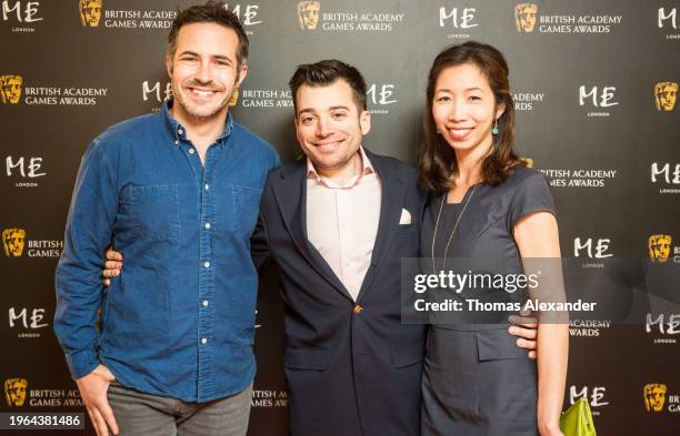 Sean Vanaman, Chris Remo, Jane Ng, Nominees Party for the British Academy Games Awards .Venue: Radio Rooftop Bar, ME Hotel, Strand, London .Date:...