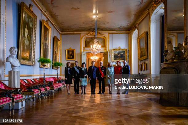 King Carl XVI Gustaf of Sweden , Queen Silvia of Sweden , French President Emmanuel Macron Brigitte Macron Crown Princess Victoria of Sweden Prince...