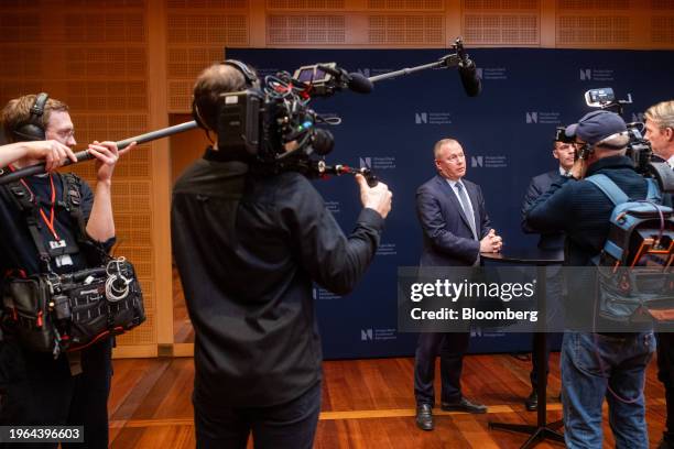 Nicolai Tangen, chief executive officer of Norges Bank Investment Management, left, and Trond Grande, deputy chief executive officer of Norges Bank...