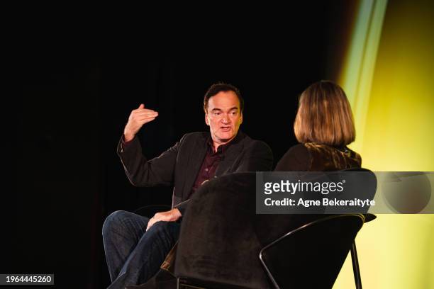 Quentin Tarantino in conversation with Francine Stock at the A Life in Pictures with Quentin Tarantino event held at the ODEON Luxe Leicester Square