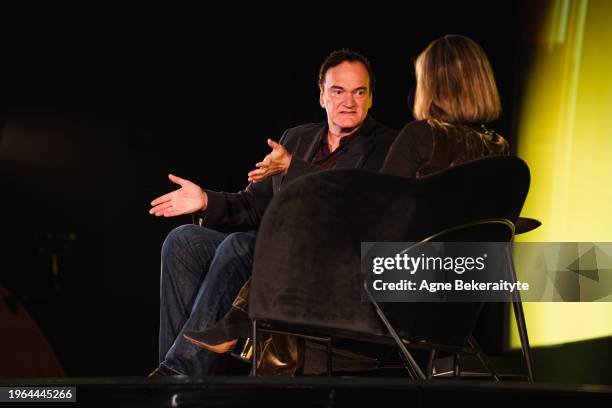 Quentin Tarantino in conversation with Francine Stock at the A Life in Pictures with Quentin Tarantino event held at the ODEON Luxe Leicester Square