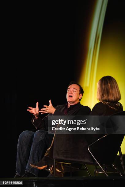 Quentin Tarantino in conversation with Francine Stock at the A Life in Pictures with Quentin Tarantino event held at the ODEON Luxe Leicester Square