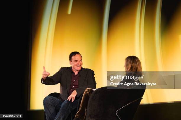 Quentin Tarantino in conversation with Francine Stock at the A Life in Pictures with Quentin Tarantino event held at the ODEON Luxe Leicester Square