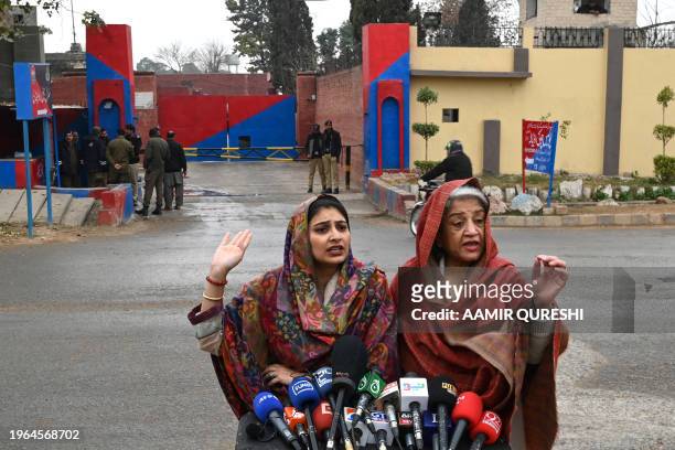 Mehriene Qureshi , wife of former vice-chairman of Pakistan Tehreek-e-Insaf party Shah Mahmood Qureshi with their daughter Gauhar Bano Qureshi,...
