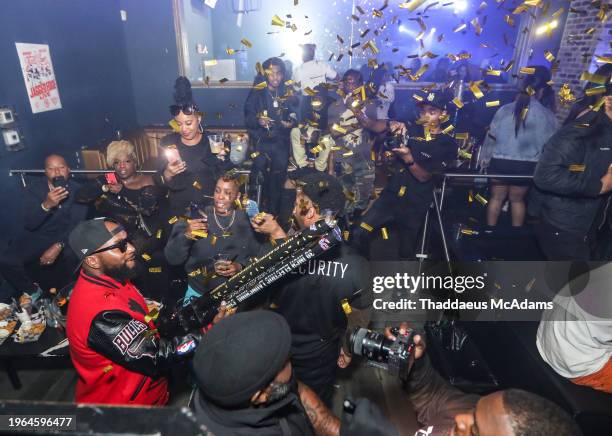 Jeezy arrives at The Address Bar & Grill on January 27, 2024 in Houston, Texas.