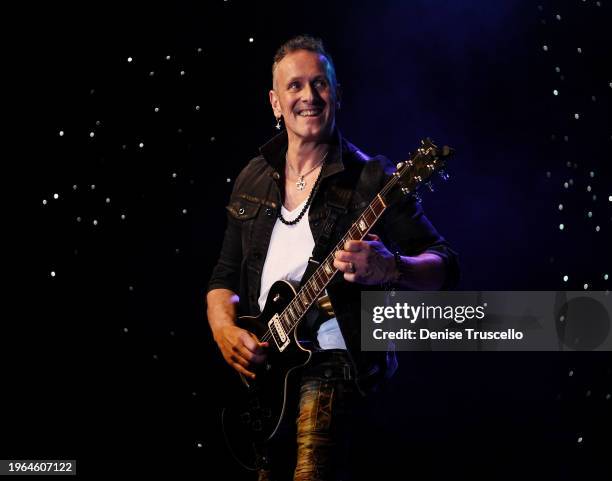 Guitarist Vivian Campbell of the rock group Last In Line performs at the Golden Nugget Hotel & Casino on January 26, 2024 in Las Vegas, Nevada.