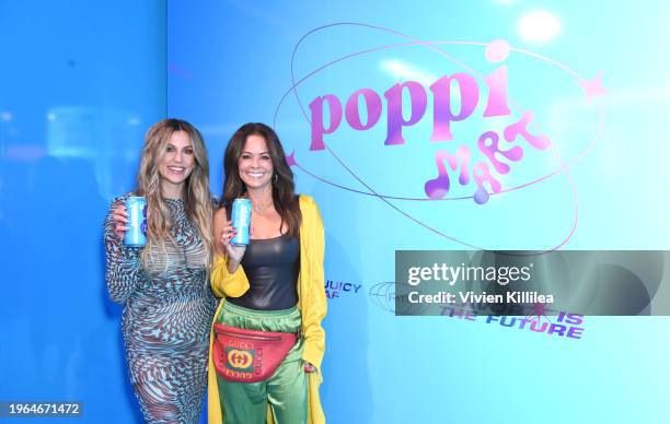 Co-Founder and Chief Brand Officer at Poppi Allison Ellsworth and Brooke Burke attend the Poppi Mart Launch Party on January 26, 2024 in Los Angeles,...