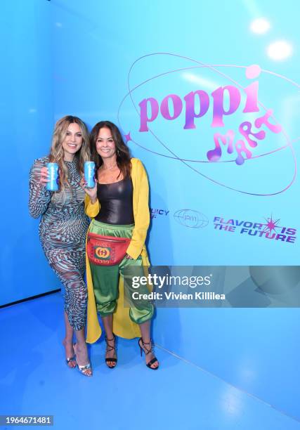 Co-Founder and Chief Brand Officer at Poppi Allison Ellsworth and Brooke Burke attend the Poppi Mart Launch Party on January 26, 2024 in Los Angeles,...