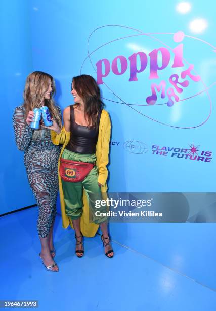 Co-Founder and Chief Brand Officer at Poppi Allison Ellsworth and Brooke Burke attend the Poppi Mart Launch Party on January 26, 2024 in Los Angeles,...