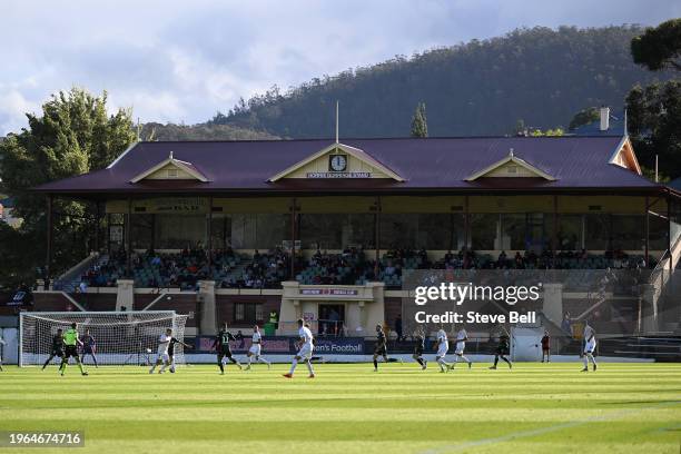 General view during the A-League Men round 14 match between Western United and Western Sydney Wanderers at North Hobart Oval, on January 27 in...