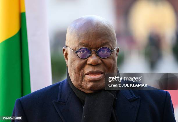 Ghana's President Nana Akufo-Addo looks on during an official welcoming ceremony in the courtyard of the Hofburg Palace in Vienna, Austria on January...