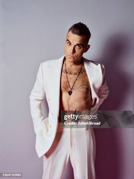Singer Robbie Williams is photographed for the Times magazine on October 3, 2023 in London, England.