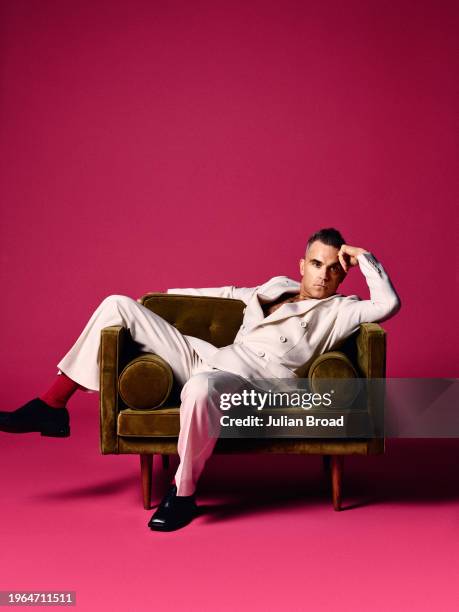 Singer Robbie Williams is photographed for the Times magazine on October 3, 2023 in London, England.