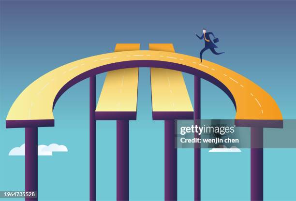 business man running on euro sign high in the sky - bulging suitcase stock illustrations
