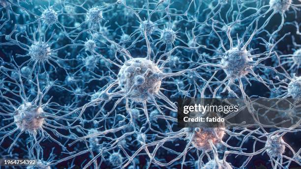 mikroskopisch blaue bakterien hintergrund - wissenschaftliche mikroskopische aufnahme stock-fotos und bilder