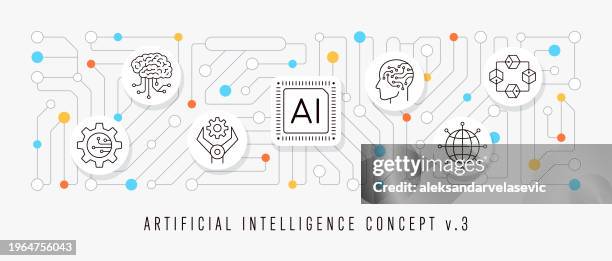 stockillustraties, clipart, cartoons en iconen met artificial intelligence concept with icons - automatiseren