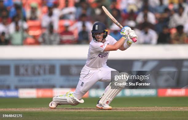 England batsman Ollie Pope in batting action during day three of the 1st Test Match between India and England at Rajiv Gandhi International Stadium...