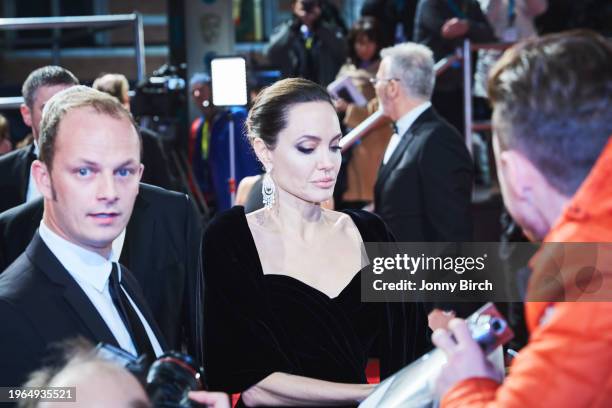 Angelina Jolie, EE British Academy Film Awards .Date: Sunday 18 February 2018 .Venue: Royal Albert Hall, London .Host: Joanna Lumley.-.Area: Red...