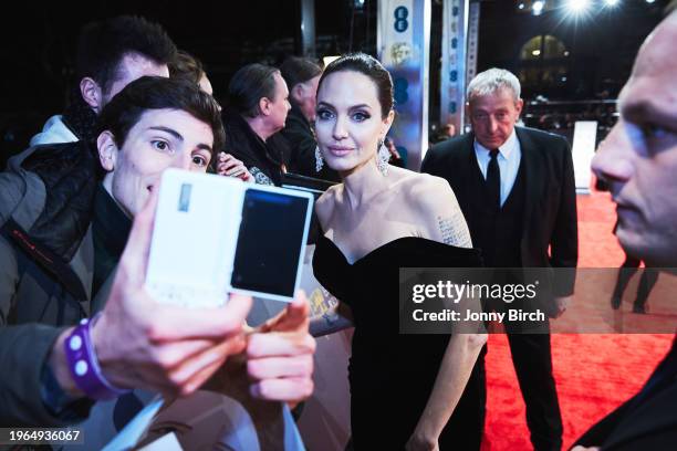 Angelina Jolie, EE British Academy Film Awards .Date: Sunday 18 February 2018 .Venue: Royal Albert Hall, London .Host: Joanna Lumley.-.Area: Red...