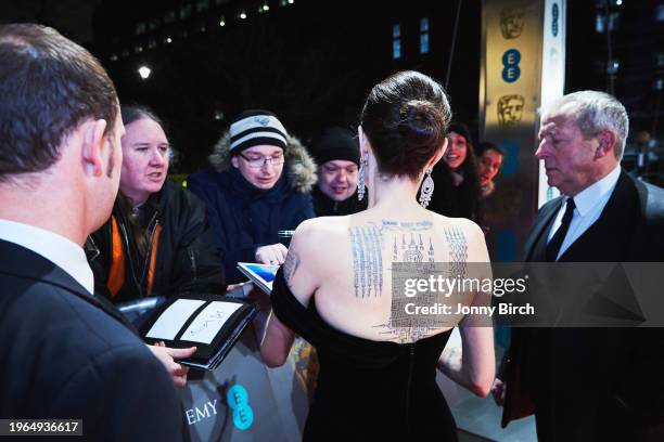 Angelina Jolie, EE British Academy Film Awards .Date: Sunday 18 February 2018 .Venue: Royal Albert Hall, London .Host: Joanna Lumley.-.Area: Red...