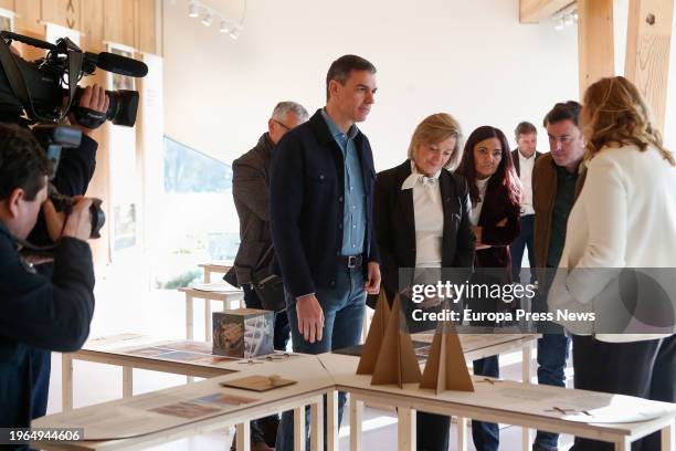 The President of the Government, Pedro Sanchez, during his visit to the facilities of the Impulso Verde building, on January 27 in Lugo, Galicia,...