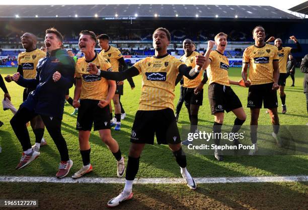 Liam Sole of Maidstone United celebrates victory following the Emirates FA Cup Fourth Round match between Ipswich Town and Maidstone United at...