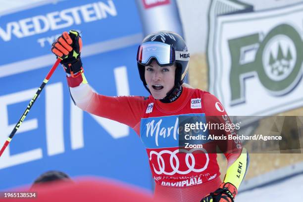 Lara Gut-behrami of Team Switzerland takes 1st place during the Audi FIS Alpine Ski World Cup Women's Giant Slalom on January 30, 2024 in Kronplatz,...