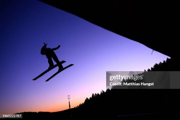 Anne Haeckel of Germany competes during the Womens Ski Jumping Official Training of the FIS World Cup Nordic Combined Women Schonach Individual...