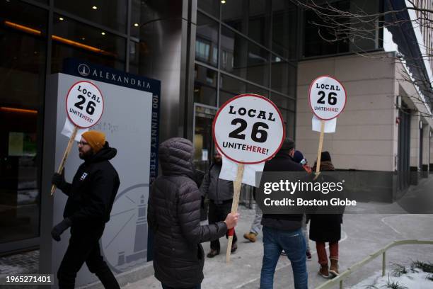 Cambridge, MA Cafeteria workers and Local 26 members were picketing their new employer, Yazmin Sella, for not honoring their union contract.