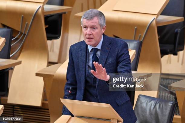 Scottish Liberal Democrat spokesperson Willie Rennie speaking during a debate in the Scottish Parliament on Scotland's Place in the European Union,...