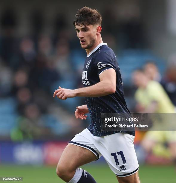 Ryan Longman of Millwall during the Sky Bet Championship match between Millwall and Preston North End at The Den on January 27, 2024 in London,...