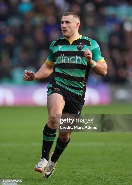 Ollie Sleightholme of Northampton Saints during the Gallagher Premiership Rugby match between Northampton Saints and Newcastle Falcons at cinch...
