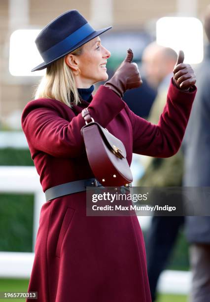 Zara Tindall attends Festival Trials Day at Cheltenham Racecourse on January 27, 2024 in Cheltenham, England.