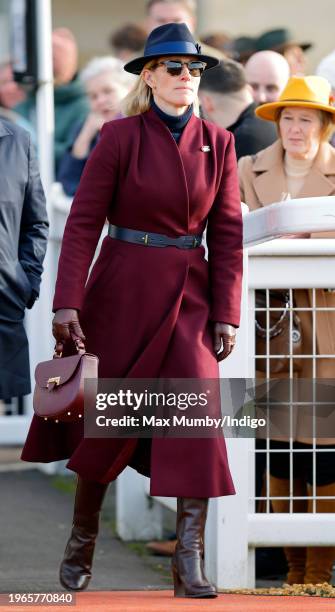 Zara Tindall attends Festival Trials Day at Cheltenham Racecourse on January 27, 2024 in Cheltenham, England.