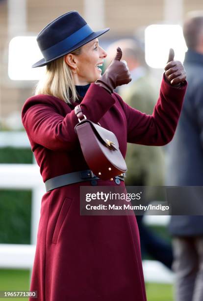 Zara Tindall attends Festival Trials Day at Cheltenham Racecourse on January 27, 2024 in Cheltenham, England.