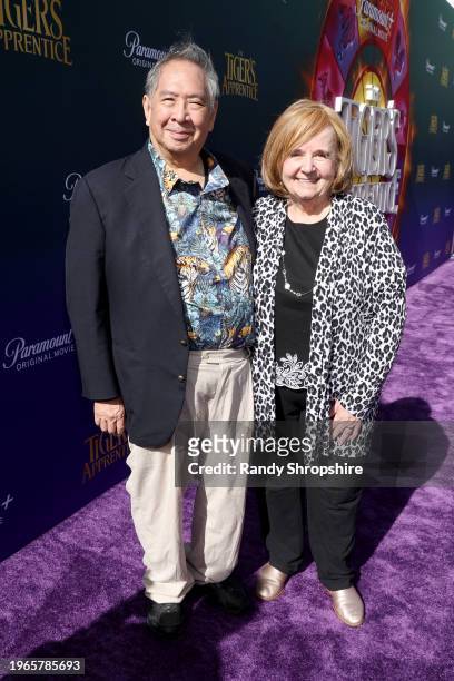 Laurence Yep and Joanne Ryder attend "The Tiger's Apprentice" premiere event at the Sherry Lansing Theatre at Paramount Studios on January 27, 2024...