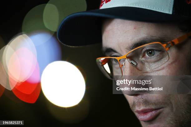 Close up of Thierry Neuville during Day Three of the FIA World Rally Championship Monte-Carlo on January 27, 2024 in Monte Carlo, France.