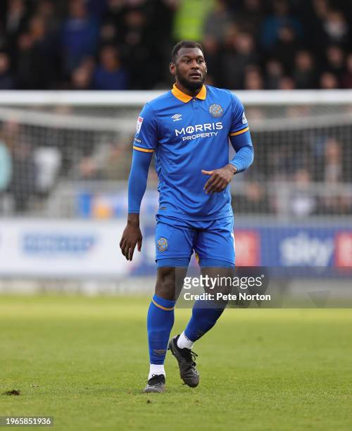 Aaron Pierre of Shrewsbury Town in action during the Sky Bet League One match between Northampton Town and Shrewsbury Town at Sixfields on January...